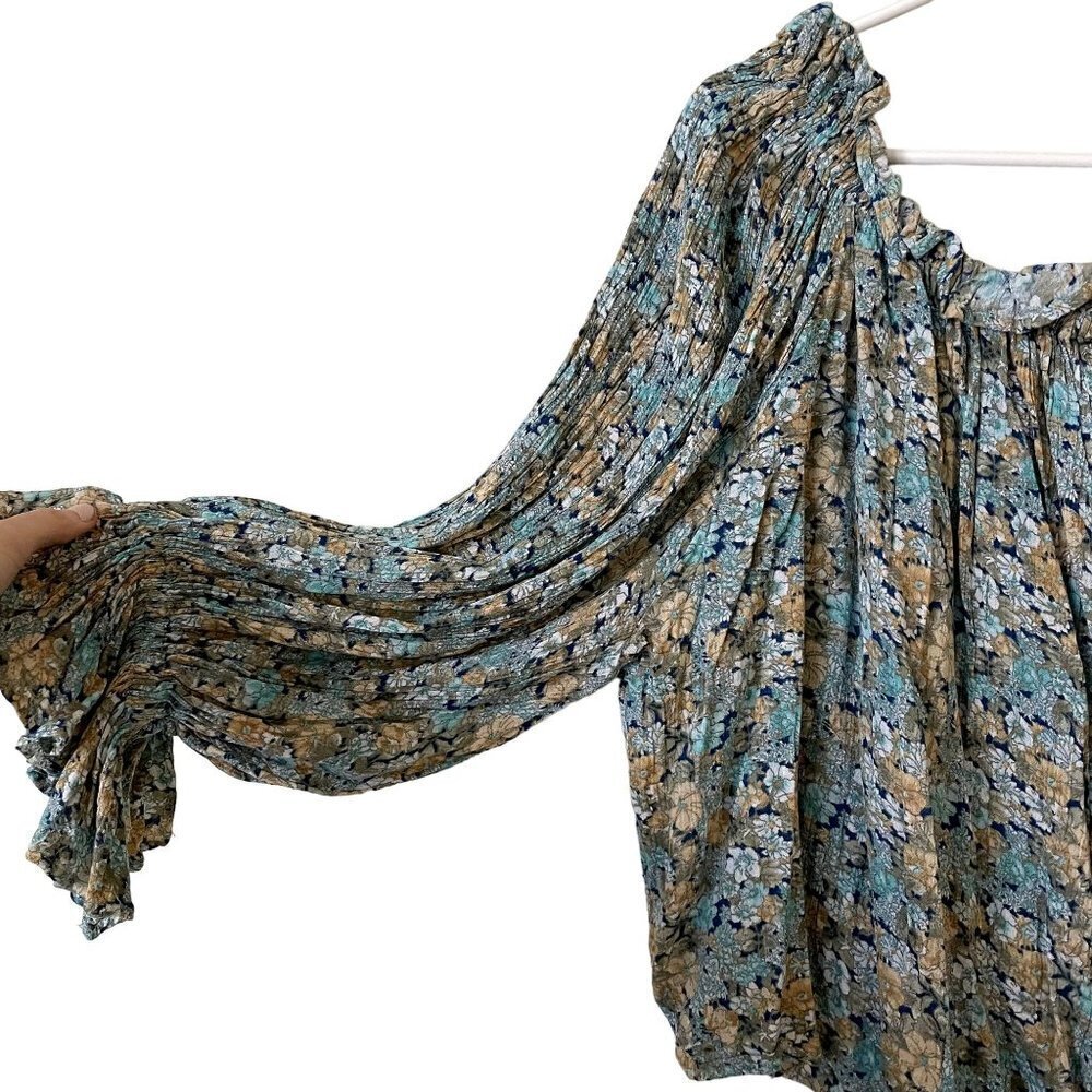 Elam rayon floral off the shoulder long sleeved flowy top rayon - Picture 3 of 6